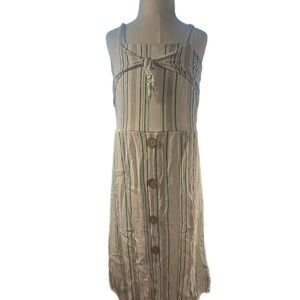 Beautees Striped Casual Dress - Cream and Green